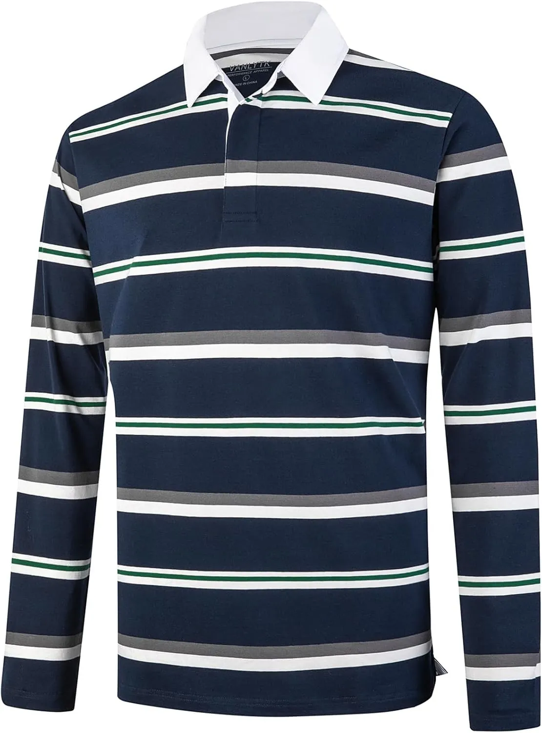 Mens Polo Shirts Striped Cotton Moisture Wicking Classic Collared Casual Golf Shirts for Men