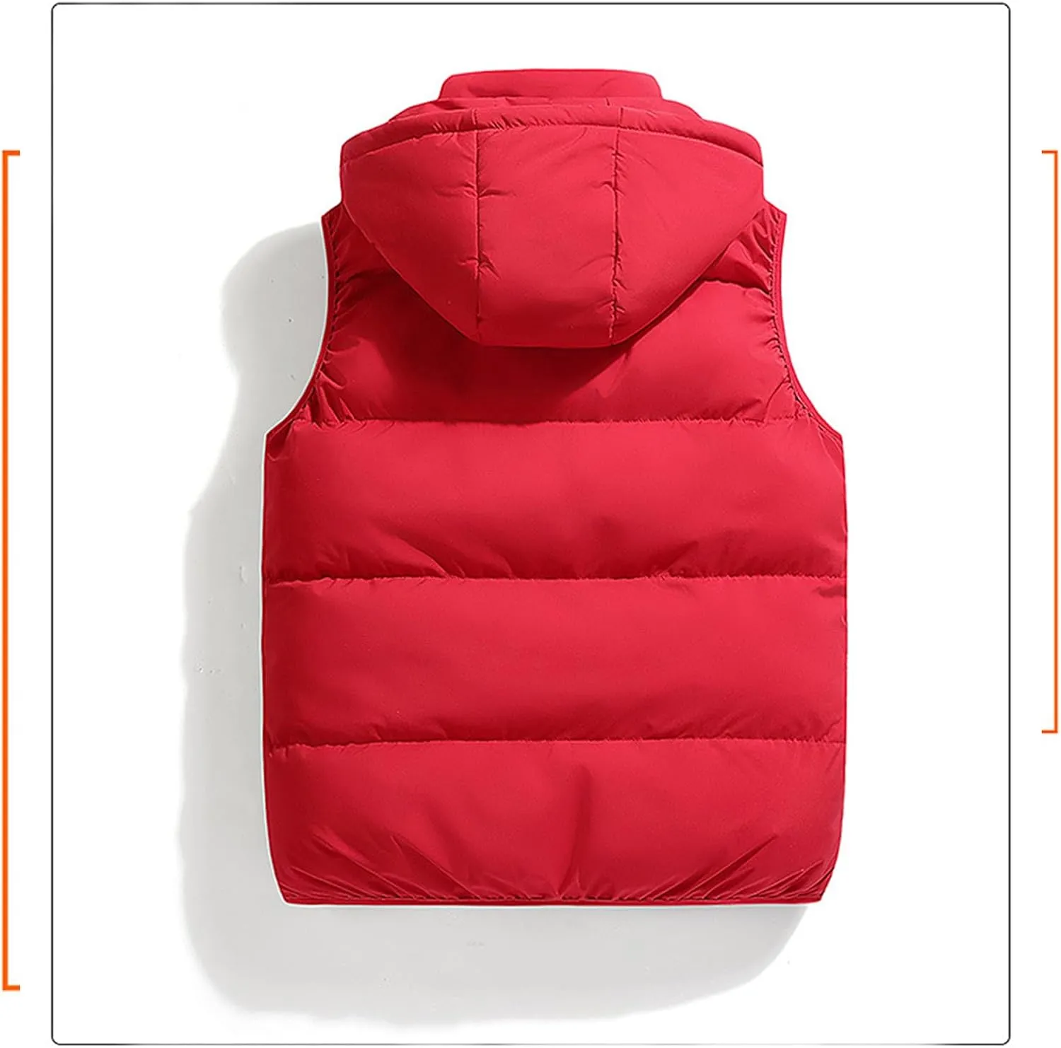 Men's Puffer Hooded Vest Thickened Padded Outdoor Detachable Hood Zipper Wear with Pockets for Casual for Autumn Winter