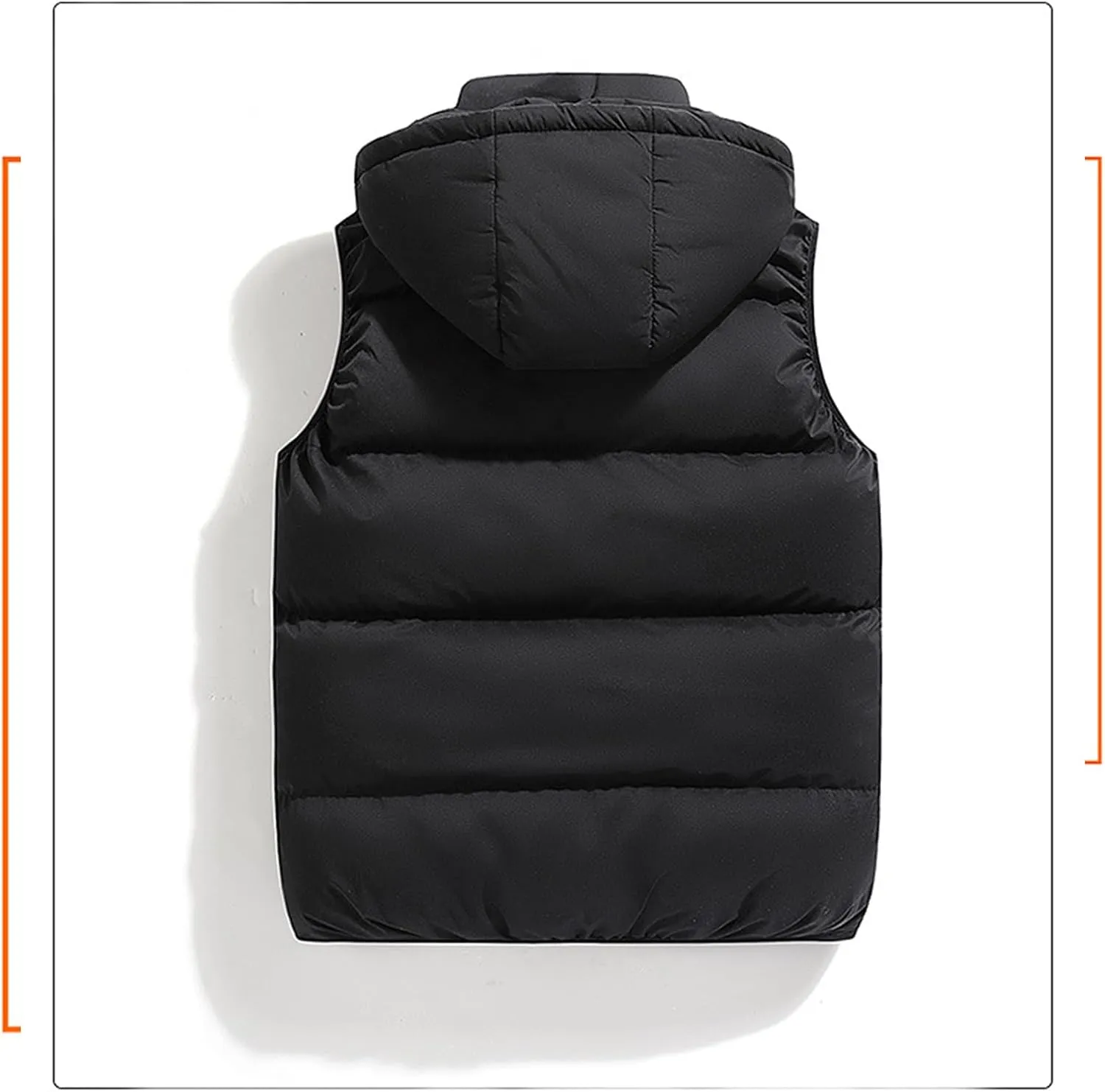 Men's Puffer Hooded Vest Thickened Padded Outdoor Detachable Hood Zipper Wear with Pockets for Casual for Autumn Winter