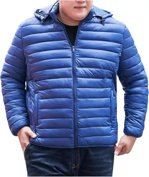 Men's Puffer Jacket Plus Size Lightweight Down Jacket Packable Quilted Jacket Zip up Padded Coat Warm Winter Jacket