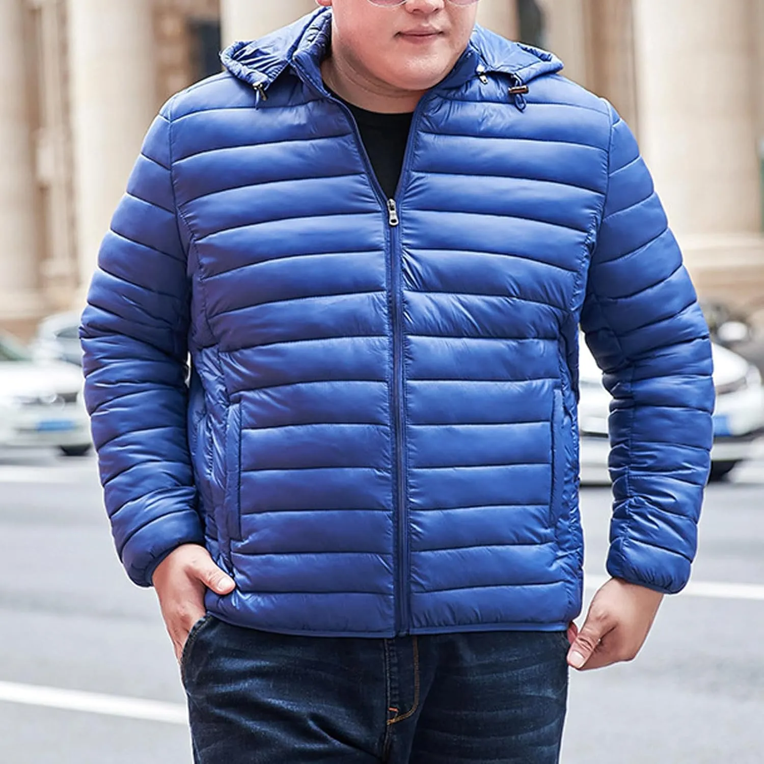 Men's Puffer Jacket Plus Size Lightweight Down Jacket Packable Quilted Jacket Zip up Padded Coat Warm Winter Jacket