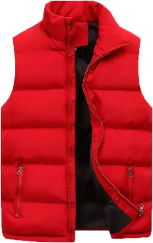 Mens Puffer Vest Padded Sleeveless Quilted Vest Down Jacket Cotton Gilet Jacket Lightweight Outdoor Outwear