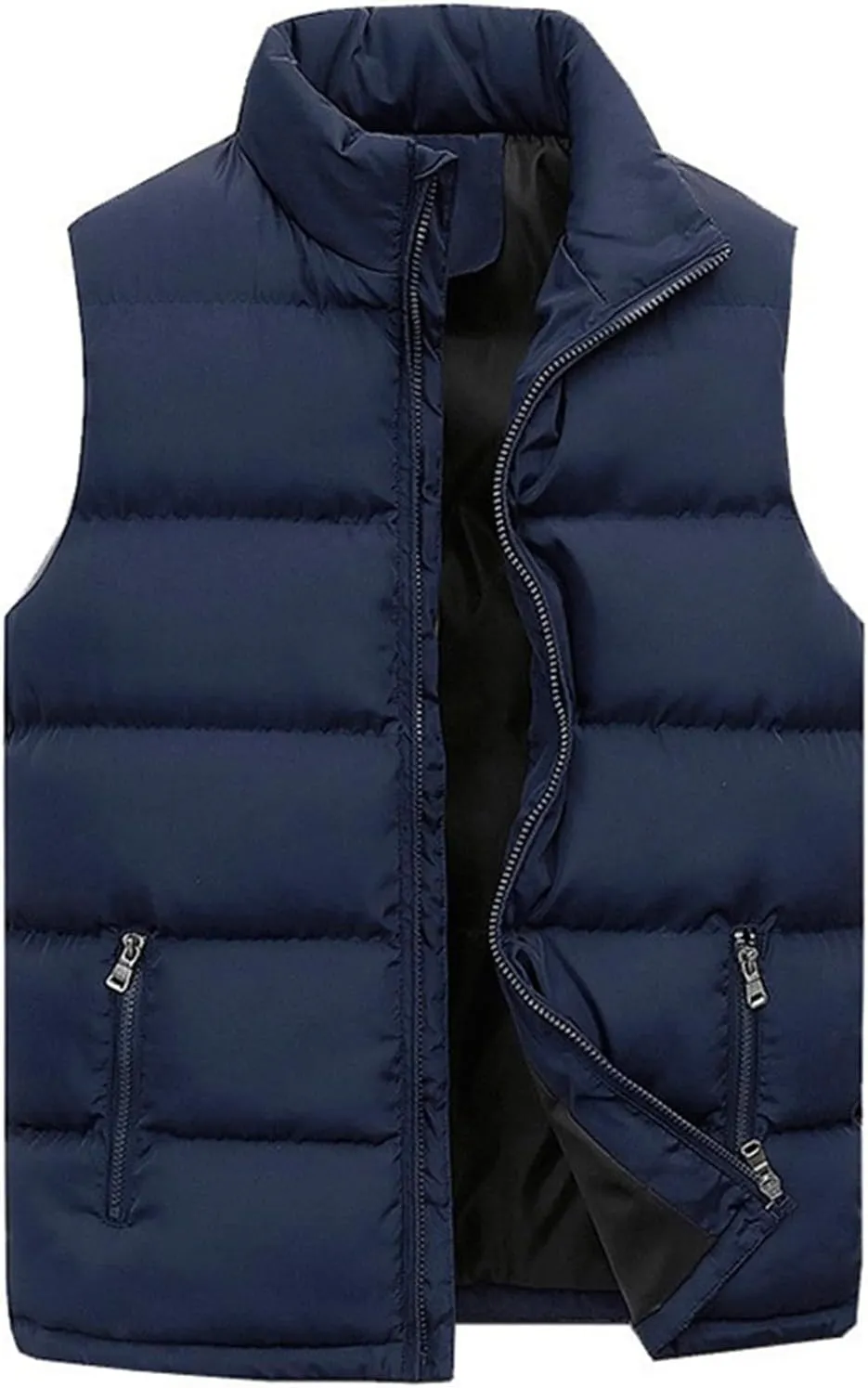 Mens Puffer Vest Padded Sleeveless Quilted Vest Down Jacket Cotton Gilet Jacket Lightweight Outdoor Outwear
