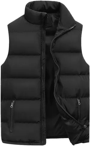Mens Puffer Vest Padded Sleeveless Quilted Vest Down Jacket Cotton Gilet Jacket Lightweight Outdoor Outwear