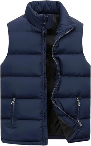Mens Puffer Vest Padded Sleeveless Quilted Vest Down Jacket Cotton Gilet Jacket Lightweight Outdoor Outwear