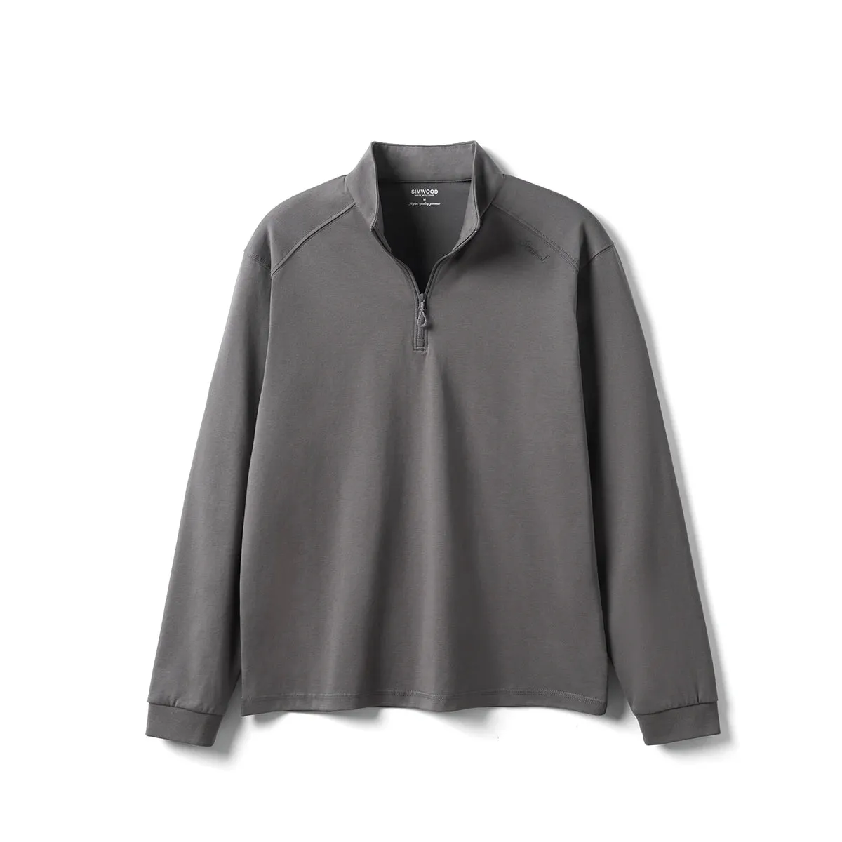 Mens Quarter Zip Pullover  Lightweight Long Sleeve Funnel Neck Top for Casual Everyday Wear