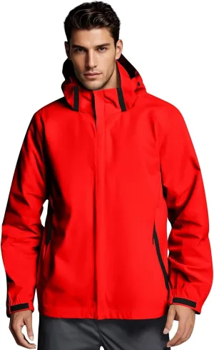 Mens Rain Jacket Lightweight Waterproof Rain Coat Poncho Sun Protective Outdoor Jacket with Hooded