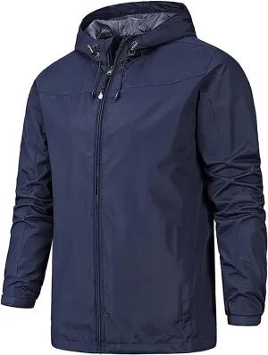 Men's Rain Jackets Waterproof With Hood Windbreaker Jacket Outdoor Lightweight Shell Coat For Jacket, XL-5XL