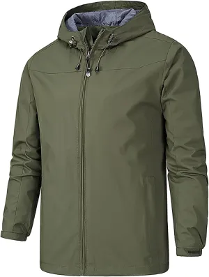 Men's Rain Jackets Waterproof With Hood Windbreaker Jacket Outdoor Lightweight Shell Coat For Jacket, XL-5XL