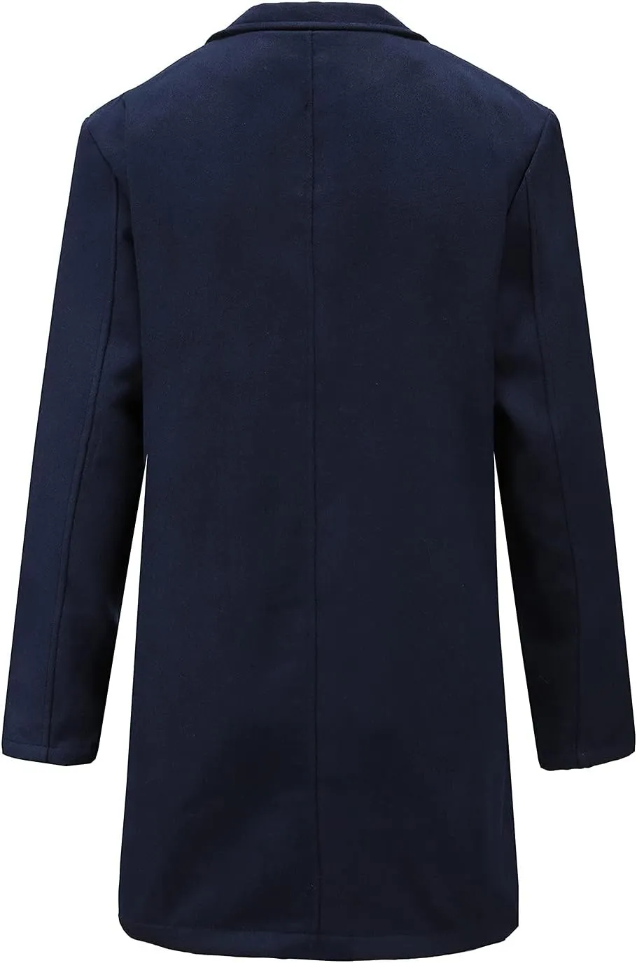 Men's Single-Breasted Mid-Length Suit Jacket Lightweight Trench Coat Long Overcoat Winter Pea Coat Casual Sport Coat