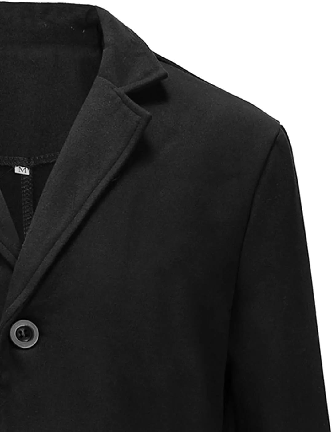 Men's Single-Breasted Mid-Length Suit Jacket Lightweight Trench Coat Long Overcoat Winter Pea Coat Casual Sport Coat