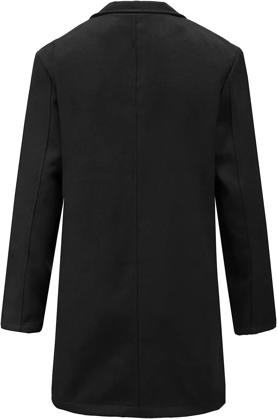 Men's Single-Breasted Mid-Length Suit Jacket Lightweight Trench Coat Long Overcoat Winter Pea Coat Casual Sport Coat