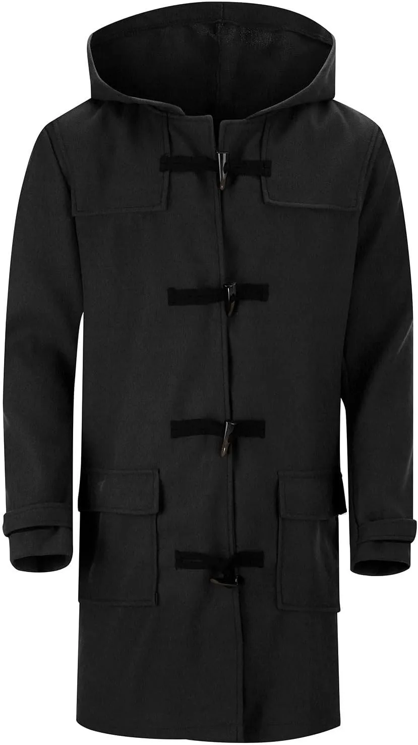 Men's Slim Winter Wool Coat Long Windbreaker Business Jacket Solid Color Mid-Length Coldproof Warm Woolen Coat