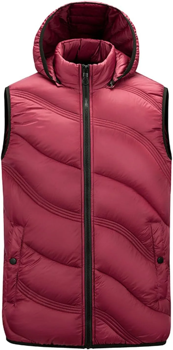 Men's Snow Waistcoat Fall Winter Warm Cotton Padded Sleeveless Jackets Plus Size Zipper Vest Coat Overcoat Outwear