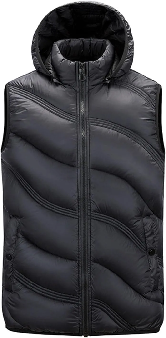 Men's Snow Waistcoat Fall Winter Warm Cotton Padded Sleeveless Jackets Plus Size Zipper Vest Coat Overcoat Outwear