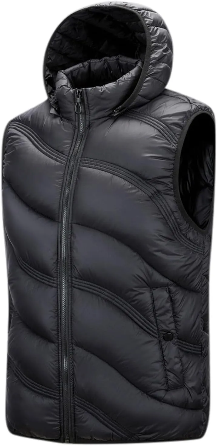 Men's Snow Waistcoat Fall Winter Warm Cotton Padded Sleeveless Jackets Plus Size Zipper Vest Coat Overcoat Outwear