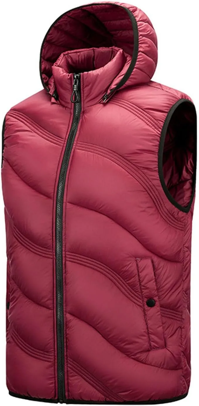 Men's Snow Waistcoat Fall Winter Warm Cotton Padded Sleeveless Jackets Plus Size Zipper Vest Coat Overcoat Outwear