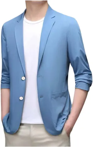 Mens Sports Coat And Summer Casual Short Sleeved Lapel Thin Suit Tops Ultra Thin Breathable Jacket Mens Dress Suit