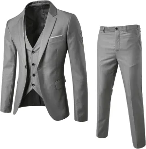 Mens Suits Classic Fit Mens 3 Piece Suit Single Breasted Jacket, Vest and Pant Sets for Wedding Prom Party Suit