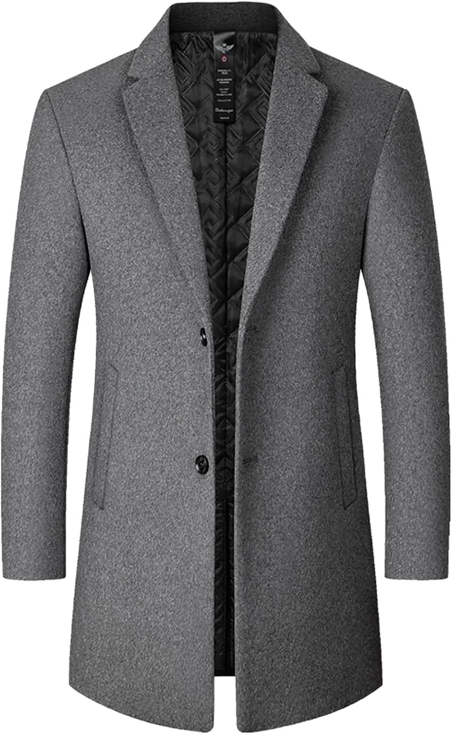 Mens Trench Coat Winter Coat Wool Trench Overcoat Casual Single Breasted Pea Top Jacket