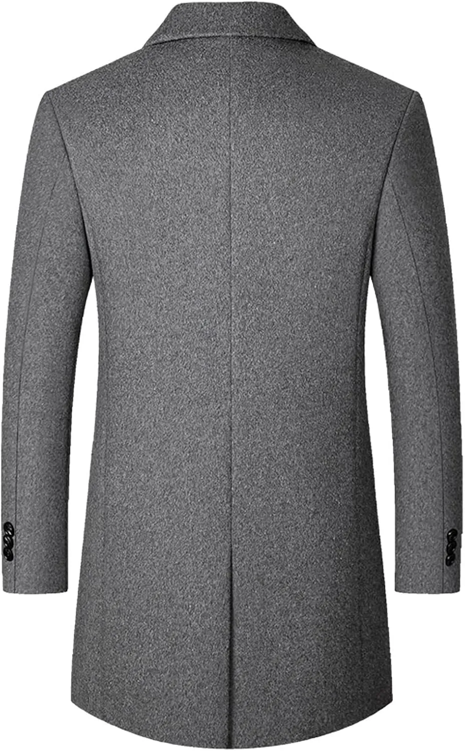 Mens Trench Coat Winter Coat Wool Trench Overcoat Casual Single Breasted Pea Top Jacket