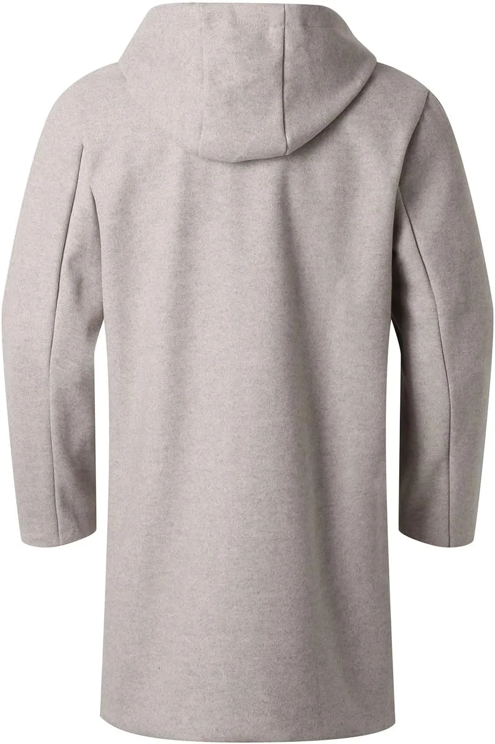 Mens Trench Coat Wool Blend Hoodie Long Jacket Full Zip Winter Classic Business Overcoat Fuzzy Warm Sweatshirt M-2XL