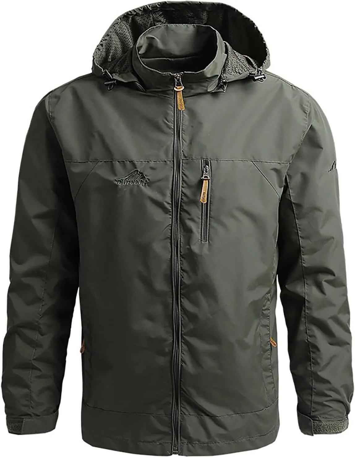 Men'S Waterproof Jacket Detachable Hood Zip Winter Jackets Windproof Casual Jackets Sportswear For Outdoor Hiking