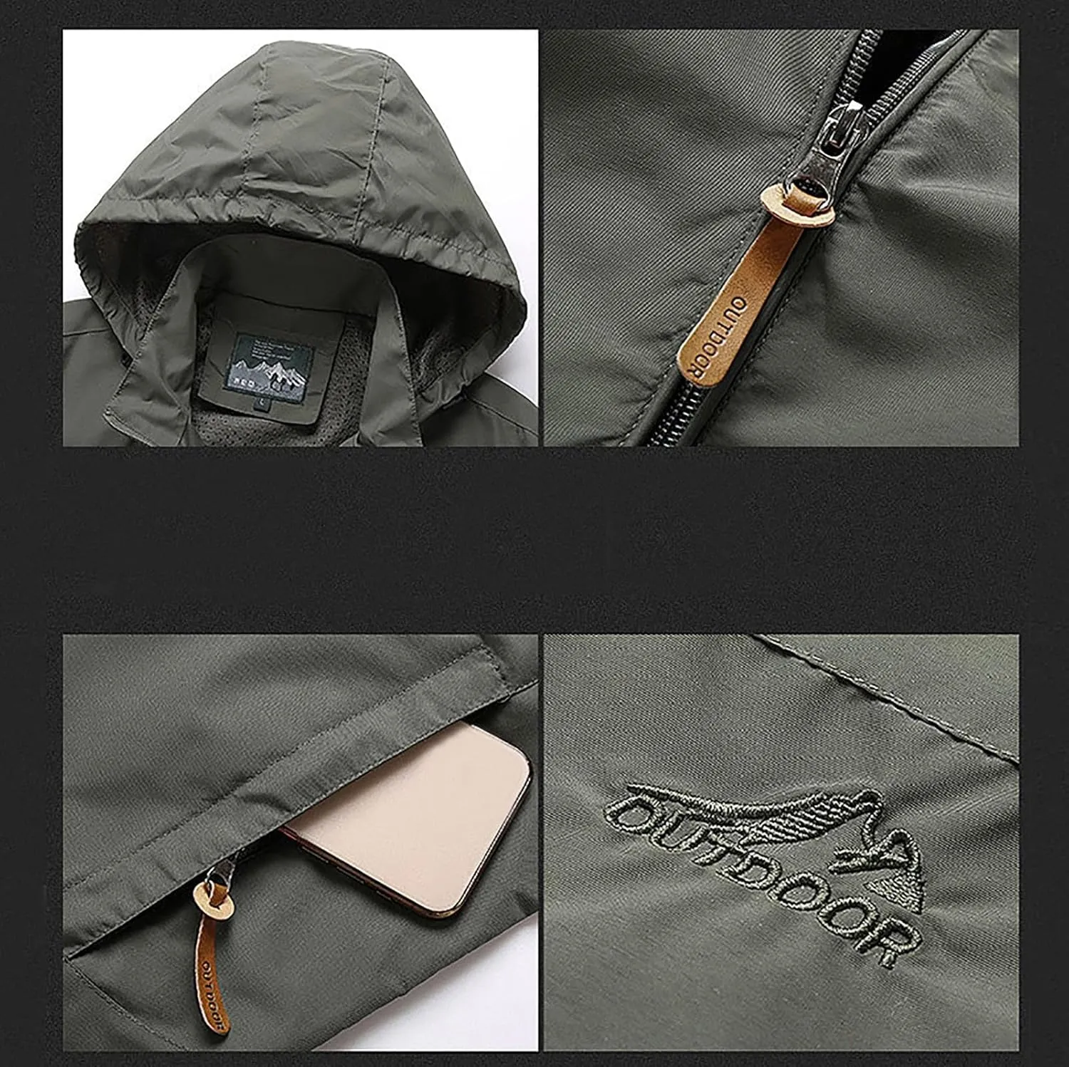 Men'S Waterproof Jacket Detachable Hood Zip Winter Jackets Windproof Casual Jackets Sportswear For Outdoor Hiking