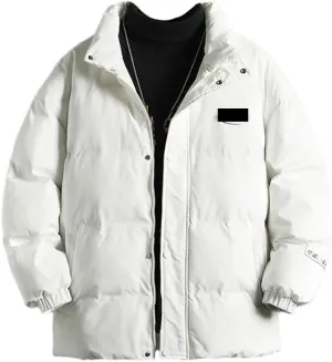 Men's Winter Casual Thicken Warm Waterproof Cotton-Padded Jacket Parkas Hooded Windproof Thermal Snow Coats
