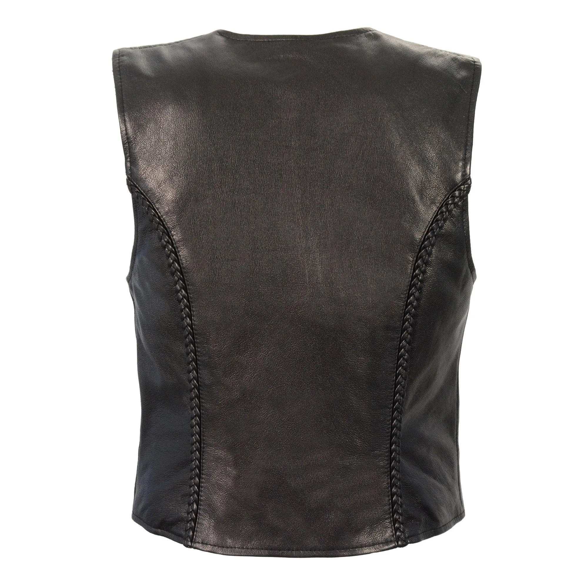 Milwaukee Leather-MLL4550-Ladies Black Lightweight Zipper Front Braided Vest