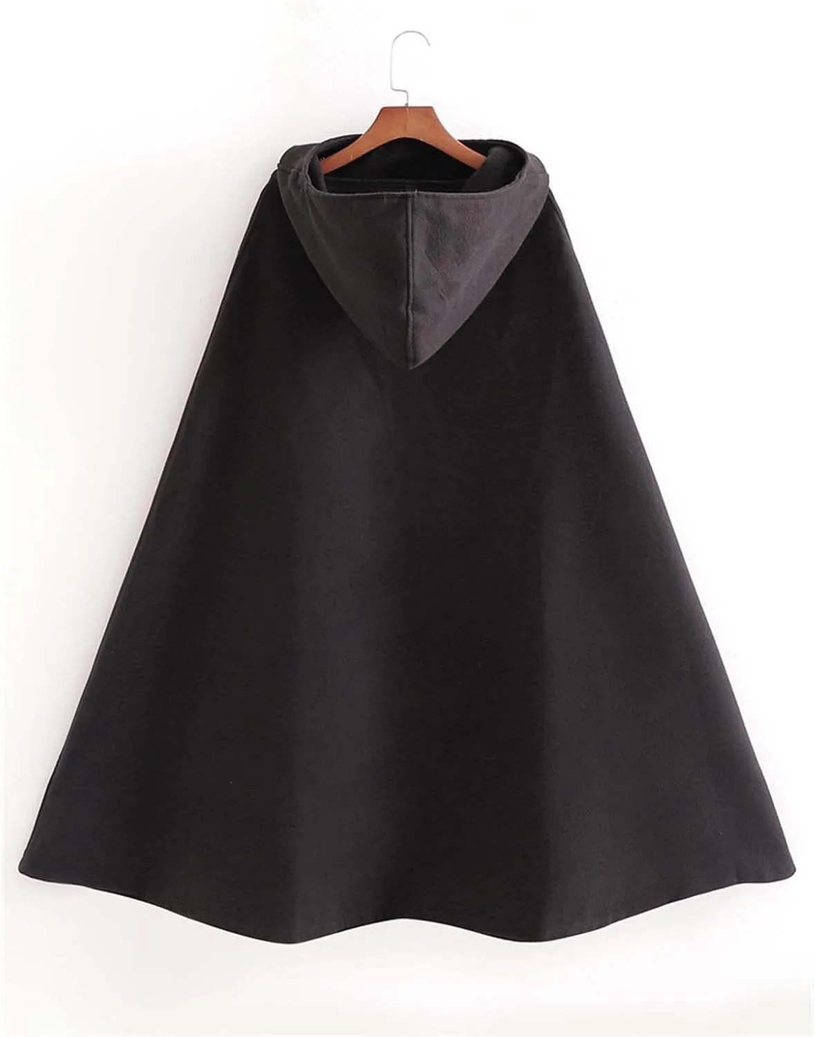 MLAFE Gothic hooded windbreaker Fleece hooded cape Autumn and winter high slit windbreaker Harajuku mid-length windbreaker