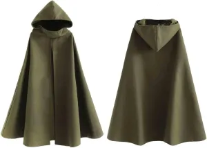 MLAFE Gothic hooded windbreaker Fleece hooded cape Autumn and winter high slit windbreaker Harajuku mid-length windbreaker