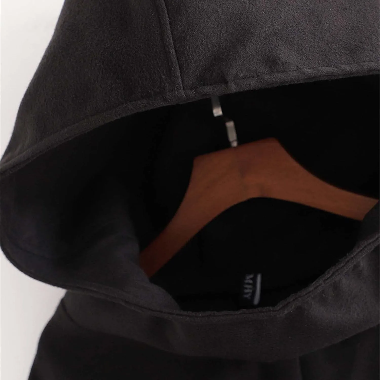 MLAFE Gothic hooded windbreaker Fleece hooded cape Autumn and winter high slit windbreaker Harajuku mid-length windbreaker