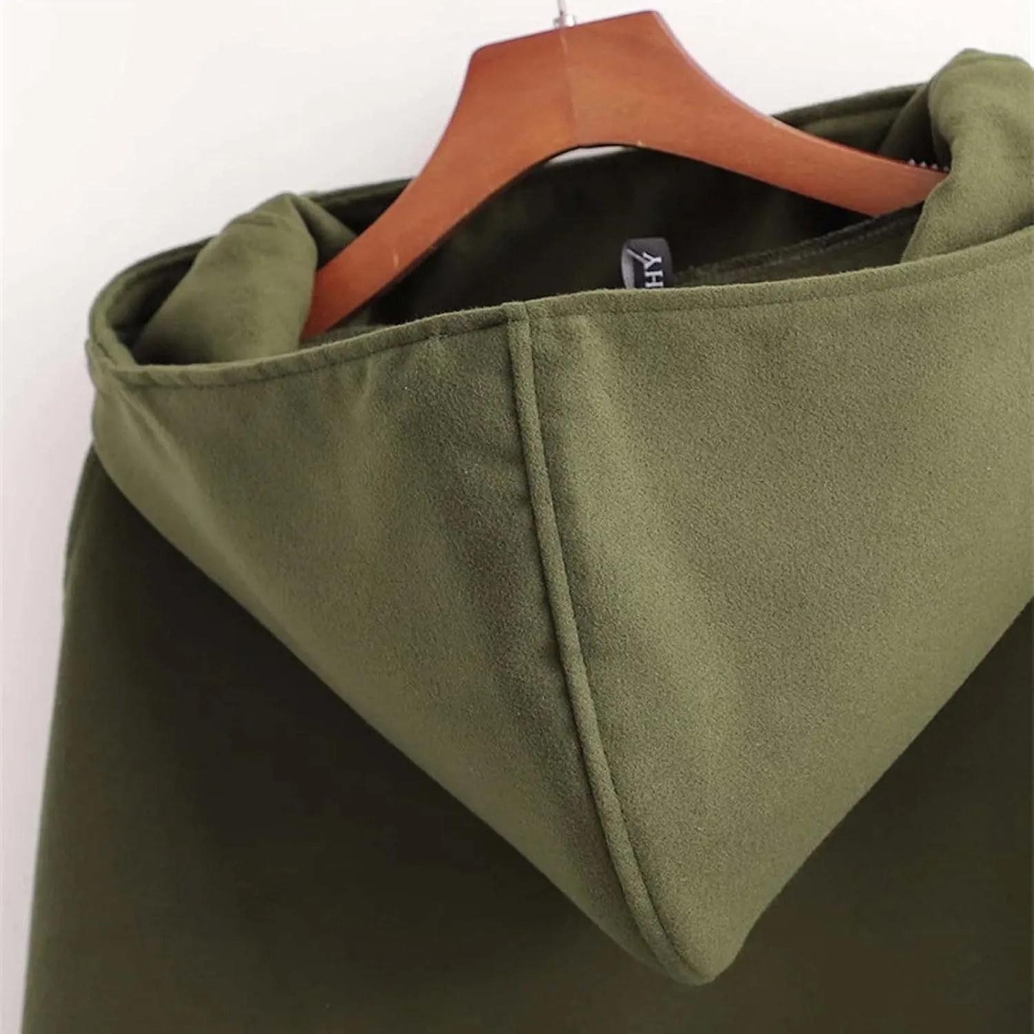 MLAFE Gothic hooded windbreaker Fleece hooded cape Autumn and winter high slit windbreaker Harajuku mid-length windbreaker