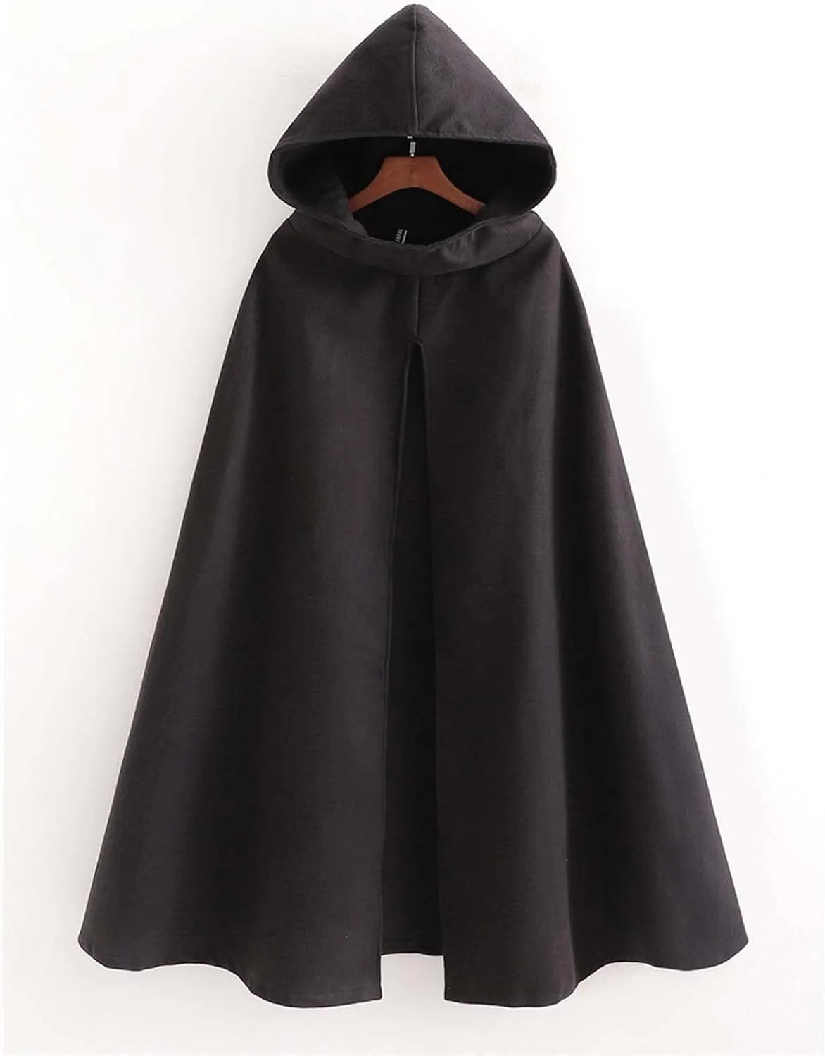 MLAFE Gothic hooded windbreaker Fleece hooded cape Autumn and winter high slit windbreaker Harajuku mid-length windbreaker