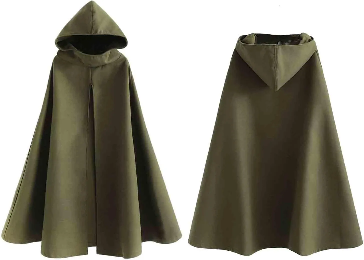 MLAFE Gothic hooded windbreaker Fleece hooded cape Autumn and winter high slit windbreaker Harajuku mid-length windbreaker