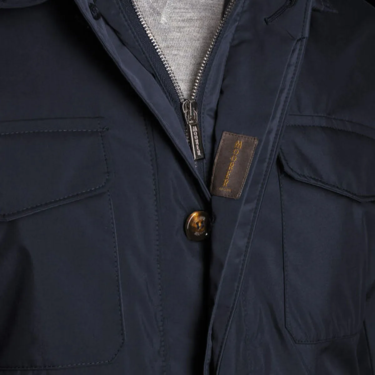 Moorer Navy 'Ezio' Lightweight Water Repellent Coat