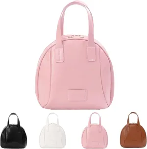 Multi-Layered Shell-Shaped Cosmetic Bag, Shell Shaped Make Up Bag with Compartments, Practicablek Large Capacity Organizer Toiletry Leather Makeup Bags with Handle for Women (Pink)