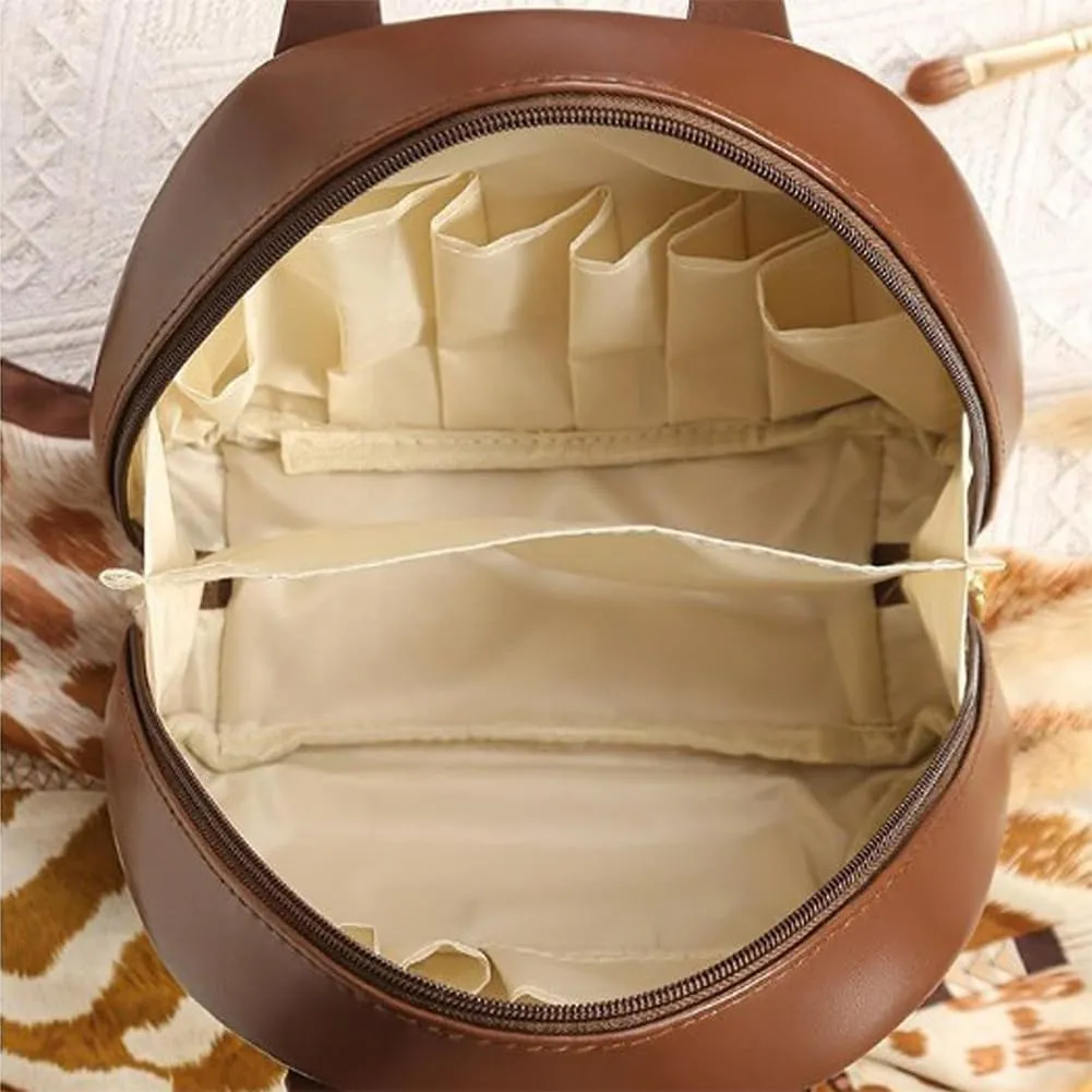 Multi-Layered Shell-Shaped Cosmetic Bag, Shell Shaped Make Up Bag with Compartments, Practicablek Large Capacity Organizer Toiletry Leather Makeup Bags with Handle for Women (White)