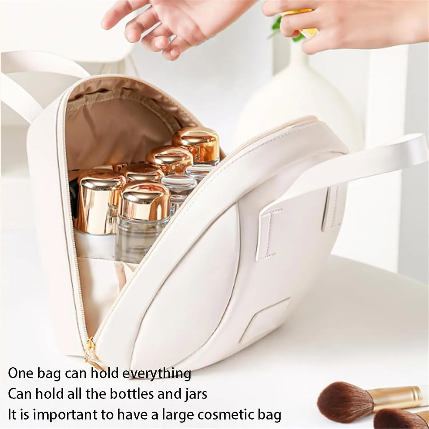 Multi-Layered Shell-Shaped Cosmetic Bag,2025 New Shell Shaped Cosmetic Bag For Women,Waterproof Portable Large Capacity Makeup Bag With Compartments (White)