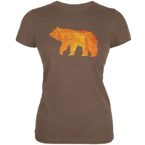 Native American Spirit Bear Heather Brown Juniors Soft T-Shirt