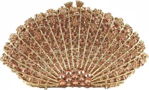 Noble Women Shell Crystal Clutch Rhinestone Evening Bag Seashell Clutch Purse Diamond Handbag for Party Cocktail