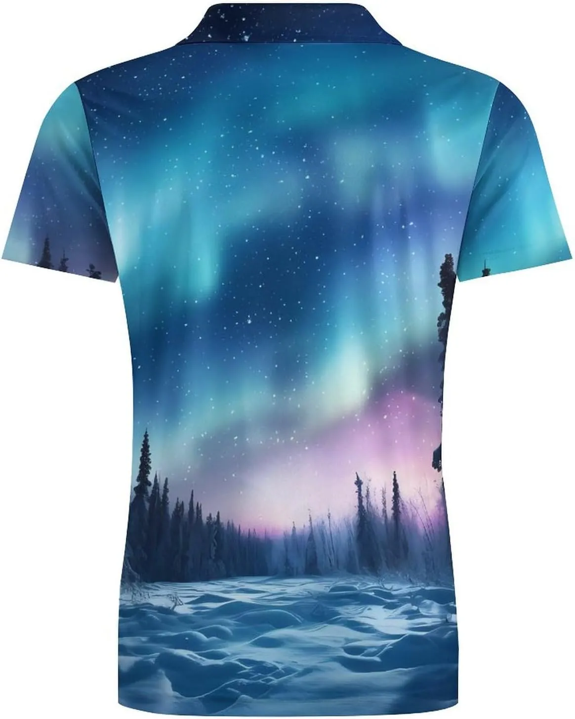 Northern Lights Natural Landscape Men's Polo Shirt Short Sleeve Casual Athletic Quick Dry Golf T-Shirts
