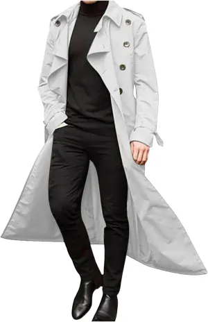 Ofertas, Mens Trench Coat Fall Winter Double Breasted Lapel Windbreaker Overcoat Trenchcoat Casual Long Coats Peacoat Jacket, Trenchcoat