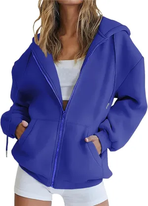 oiangi Hoodies for Women Teen Girls Fall Long Sleeve Jacket Cute Drawstring Zip up Hoodie Oversized Y2k Sweatshirts Pockets