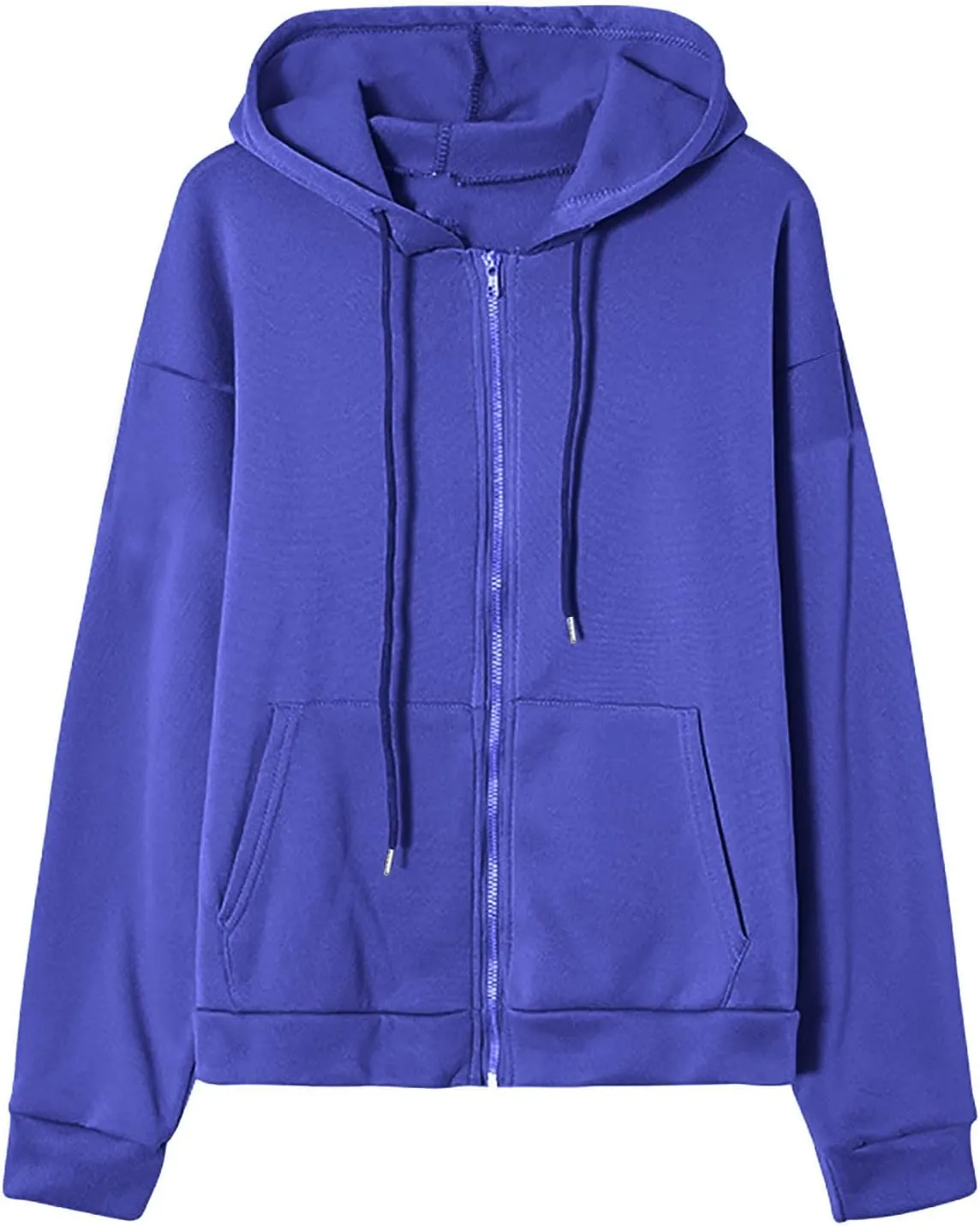 oiangi Hoodies for Women Teen Girls Fall Long Sleeve Jacket Cute Drawstring Zip up Hoodie Oversized Y2k Sweatshirts Pockets