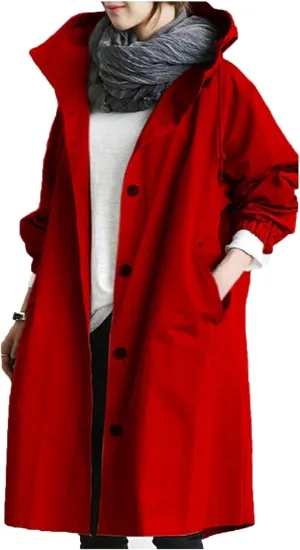 OIOLOYJM Black Trench Coat for Women 2023 Rain Jacket Winter Hooded Oversized Elegant Windbreaker Fall Long Coats for Women