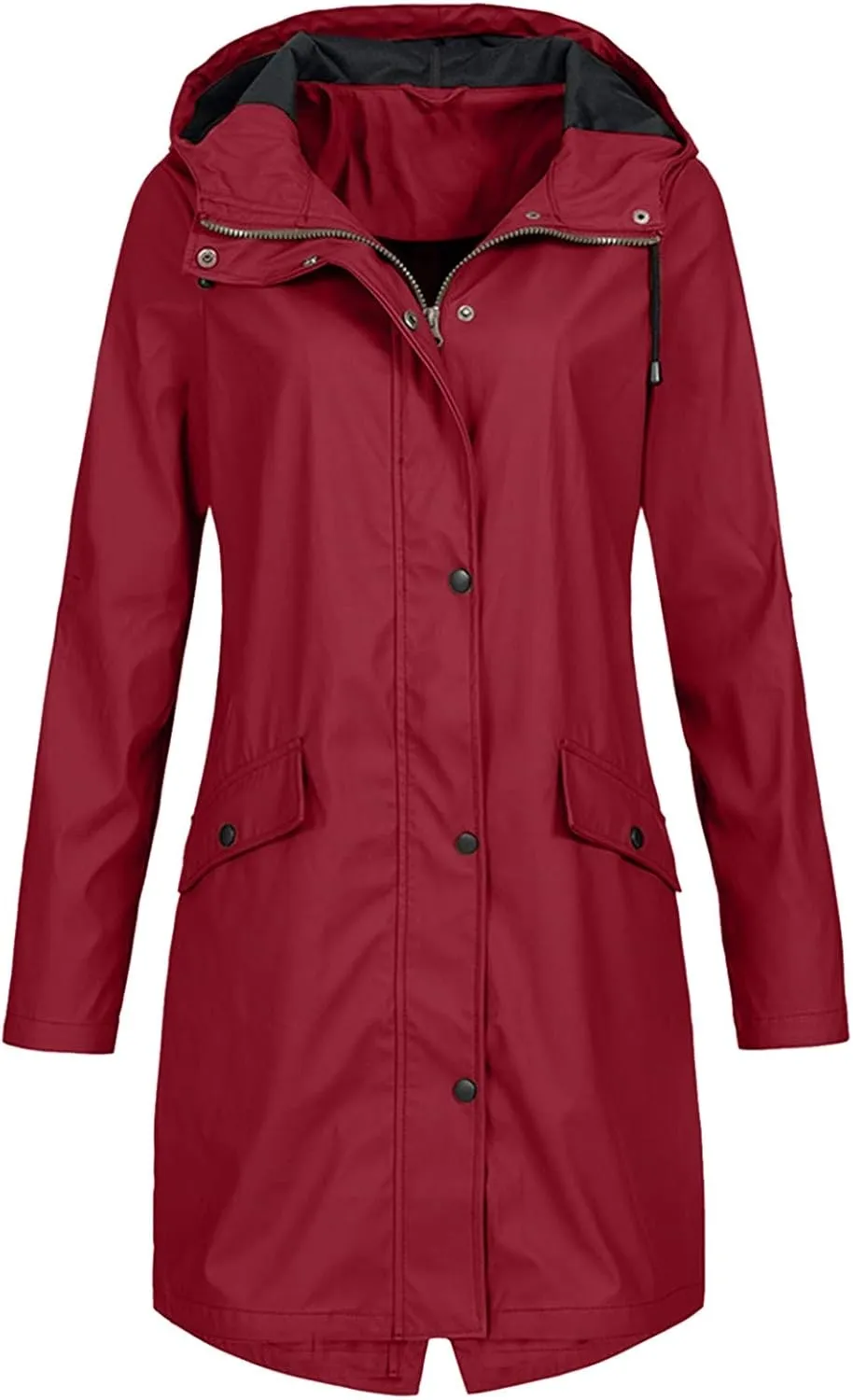 Open Front Belted Long Jacket Hooded Solid Women Coat Rain Raincoat Women'S Coat Trench Coats for Women Peacoat