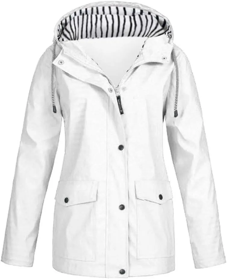 Open Front Belted Long Jacket Hooded Solid Women Coat Rain Raincoat Women'S Coat Trench Coats for Women Peacoat