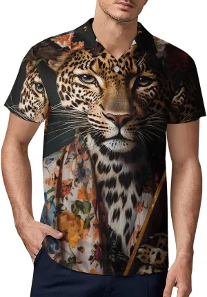 Painter Leopard Men's Polo-Shirt Regular-Fit Short Sleeve Sports Quick Dry Golf Tennis T-Shirt